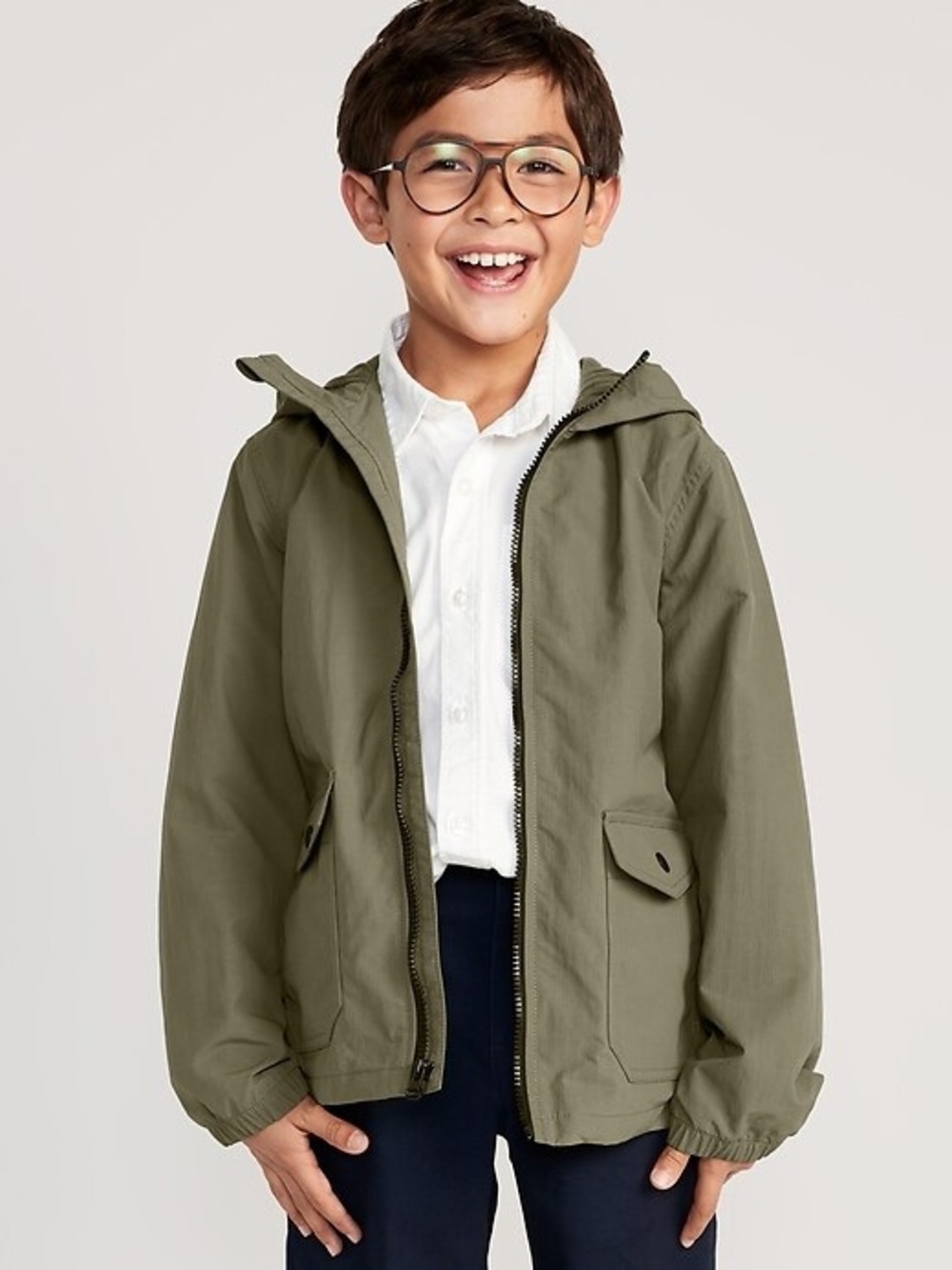 Old navy Gender-Neutral Water-Resistant Hooded Zip Utility Jacket for Kids